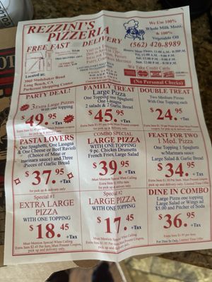 Rezzini’s Pizzeria menu 3